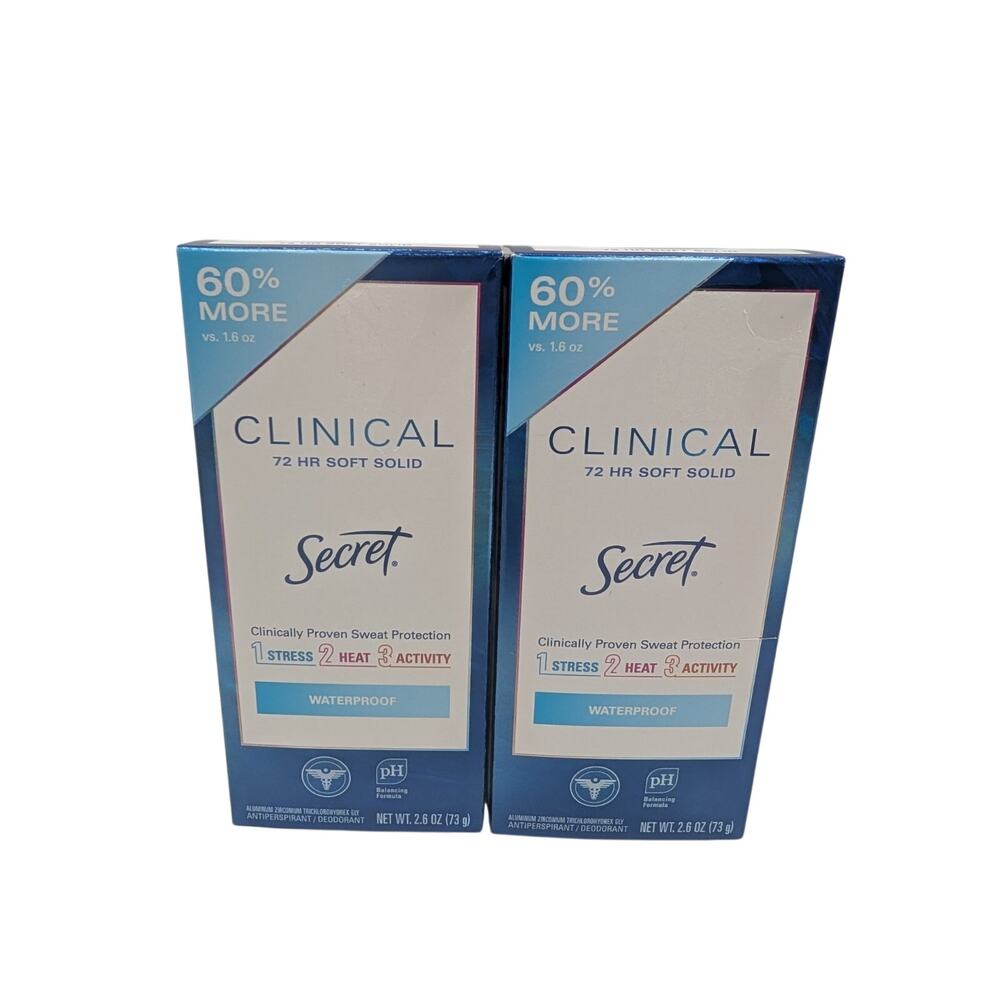 (2) Secret Antiperspirant Deodorant Clinical Strength 72Hr Waterproof Soft Solid